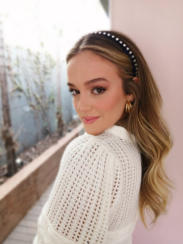 Tiara Veludo Cristais